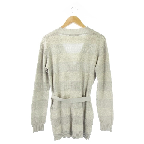 ナノユニバース Nano Universe カーディガン ニット ガウン ロング Vネック 長袖 ボーダー M グレージュ Mn11 メンズ 198 ベクトルパーク