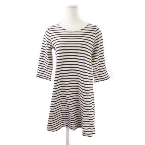 ソレイアード Soulelado ワンピース ミニ ラウンドネック 七分袖 ボーダー 白 ホワイト Yh6 レディース 198 ベクトルパーク