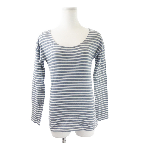 ドレステリア Dressterior カットソー ラウンドネック 長袖 ボーダー 青 ブルー Ah8 レディース 198 ベクトルパーク