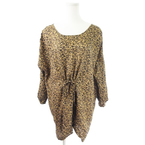 セポ Cepo ワンピース ミニ 長袖 リボン レオパード ヒョウ柄 茶 ブラウン Mn8 レディース 198 ベクトルパーク