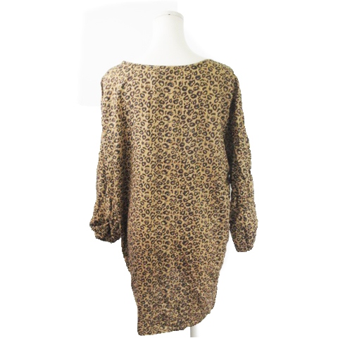 セポ Cepo ワンピース ミニ 長袖 リボン レオパード ヒョウ柄 茶 ブラウン Mn8 レディース 198 ベクトルパーク