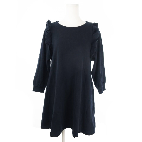 カロリナ グレイサー Carolina Glaser ワンピース ミニ 長袖 フリル 紺 ネイビー Ao12 レディース 198 ベクトルパーク