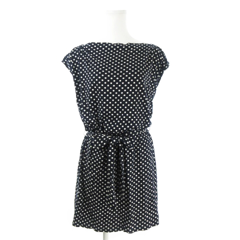 イエナ Iena ワンピース ミニ ボートネック 半袖 ベルト ドット 紺 ネイビー Ck10 レディース 198 ベクトルパーク