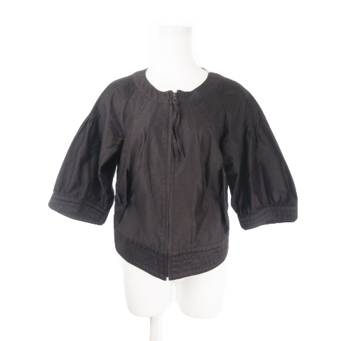 アメリカンラグシー American Rag Cie ジャケット ノーカラー ジップアップ 七分袖 プリーツ 濃茶 ダークブラウン Ki8 レディース 198 ベクトルパーク