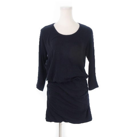 23区 オンワード樫山 ワンピース ミニ 七分袖 シャーリング 34 紺 ネイビー Yh レディース 198 ベクトルパーク