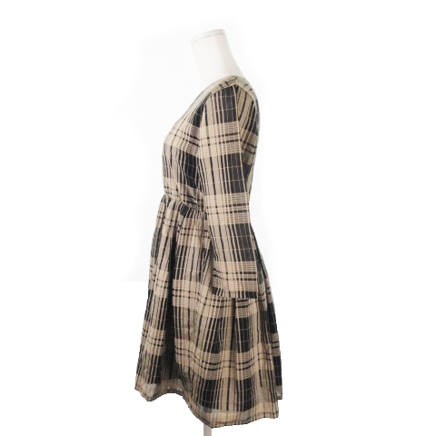 レイビームス Ray Beams ワンピース ミニ 七分袖 チェック 1 ベージュ Ao3 レディース 198 ベクトルパーク