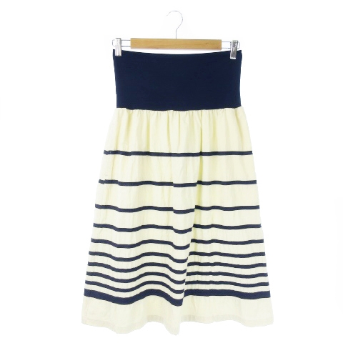 ケイハヤマプリュス Kei Hayama Plus スカート フレア ロング ミモレ ボーダー ハイウエスト F ライトベージュ Ao8 レディース 198 ベクトルパーク