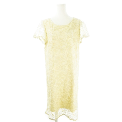 ファビア Fabia ワンピース 総レース ひざ丈 半袖 シアー 刺繍 ラメ Ll ゴールド Ck4 レディース 198 ベクトルパーク