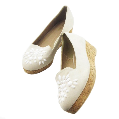 ランダ Randa パンプス 厚底 ミドルヒール スエード ビジュー コルク M ベージュ Ck1 レディース 198 ベクトルパーク