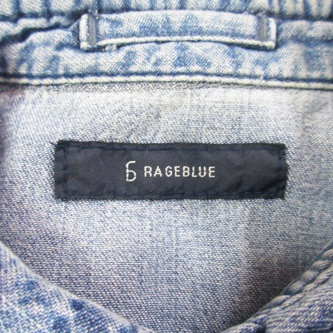 レイジブルー Rageblue シャツ ウエスタン デニム ダンガリー 七分袖 M 紺 ネイビー Ao3 メンズ 198 ベクトルパーク