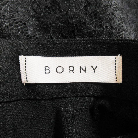 ボルニー Borny ワンピース ひざ丈 ハイネック 長袖 レース 透け感 M 黒 ブラック Ao5 レディース 198 ベクトルパーク
