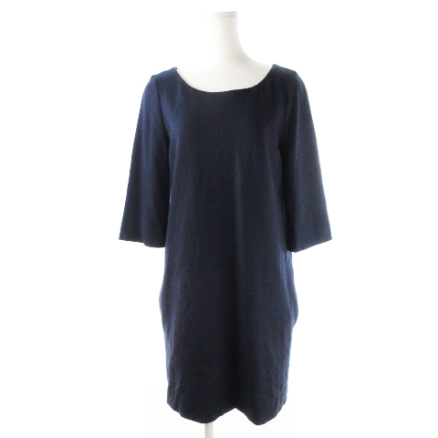 ストロベリーフィールズ Strawberry Fields ワンピース ミニ 七分袖 ウール 紺 ネイビー Ck8 レディース 198 ベクトルパーク