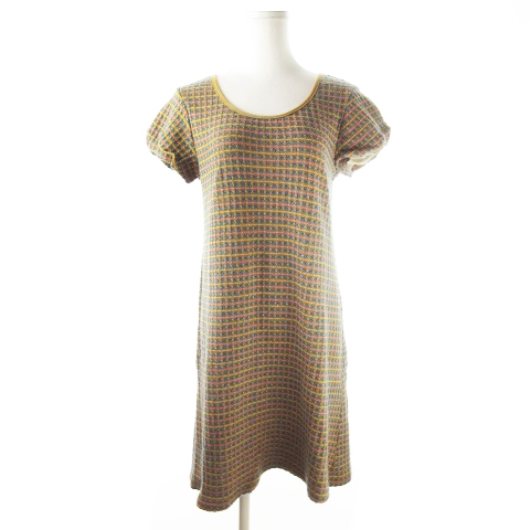 フィフィーユ Fifilles ワンピース ニット ミニ 半袖 チェック ウール 茶 ブラウン Ck8 レディース 198 ベクトルパーク