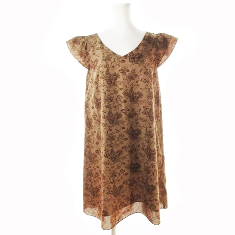 フレームワーク Framework ワンピース ミニ Vネック 半袖 ペイズリー 茶 ブラウン Ck3 レディース 198 ベクトルパーク