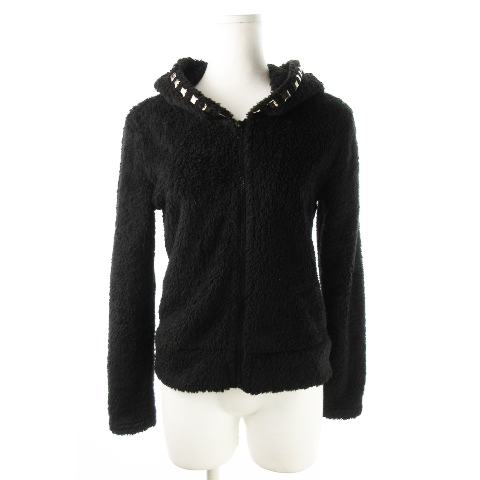 セシルマクビー Cecil Mcbee ジャケット パーカー ボア ジップアップ スタッズ 38 黒 ブラック Ao18 レディース 198 ベクトルパーク
