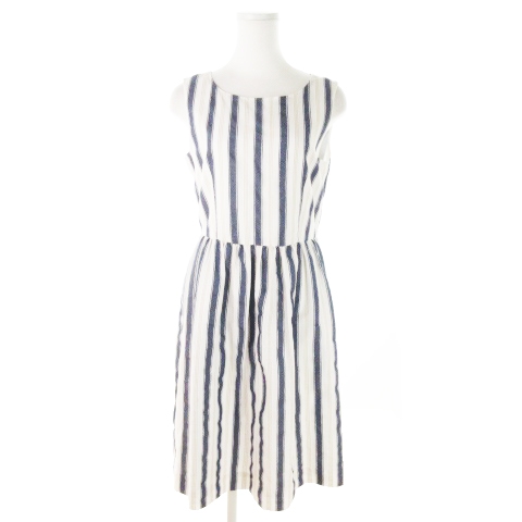 ロペピクニック Rope Picnic ワンピース ひざ丈 ノースリーブ ストライプ 38 白 ホワイト Ao6 レディース 198 ベクトルパーク