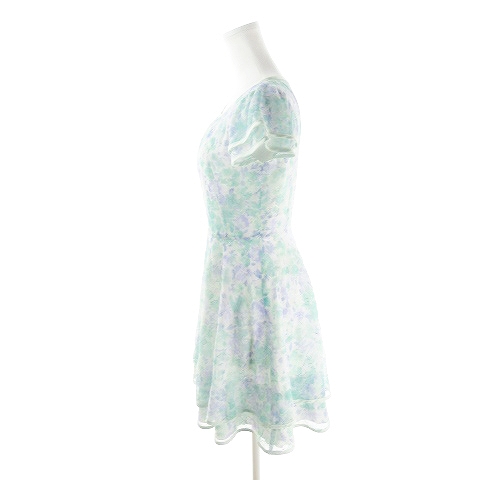 カールパークレーン Karl Park Lane ワンピース ミニ 半袖 フリル 刺繍 水彩 花柄 7 緑 グリーン Ah6 レディース 198 ベクトルパーク