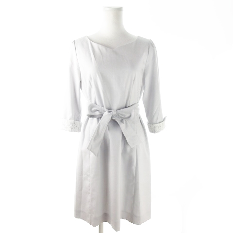 プロポーション ボディドレッシング Proportion Body Dressing ワンピース ミニ 七分袖 レース リボン 麻混 リネン混 3 ライトグレー Ao5 レディース 198 ベクトルパーク