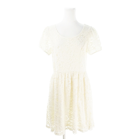 ジ エンポリアム The Emporium ワンピース 総レース ミニ 半袖 リボン L ベージュ Ah15 レディース 198 ベクトルパーク