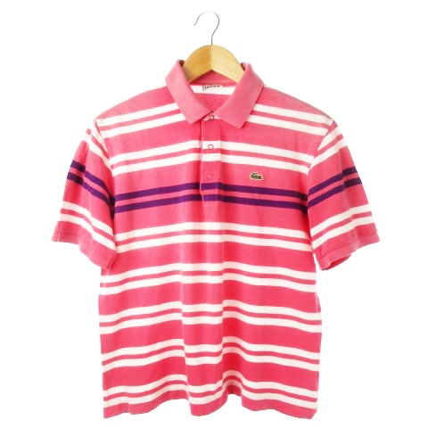 ラコステ Lacoste ポロシャツ 半袖 鹿の子 ボーダー ロゴ 5 ピンク Ck10 メンズ 198 ベクトルパーク