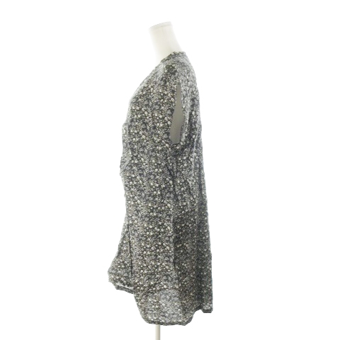 ナバアサナ Navasana ワンピース ミニ Vネック 半袖 小花柄 総柄 F グレー Ah7 レディース 198 ベクトルパーク