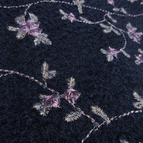 ベベ Bebe ワンピース ひざ丈 長袖 刺繍 花柄 女の子 150 紺 ネイビー Ck12 キッズ 198 ベクトルパーク