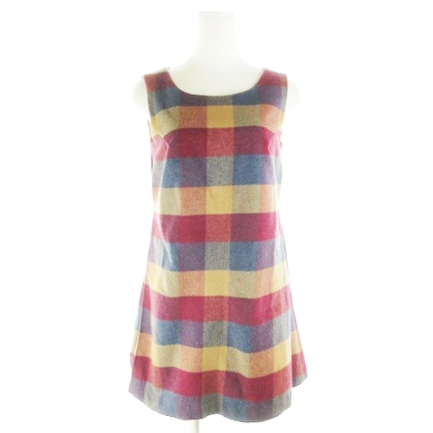 リエンダ Rienda ワンピース ミニ ノースリーブ ウール混 チェック S マルチカラー Ah9 レディース 198 ベクトルパーク