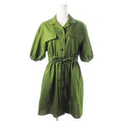 未使用品 スライ Sly ワンピース シャツ ミニ 五分袖 ウエストマーク 2 緑 カーキ Ck12 レディース 198 ベクトルパーク