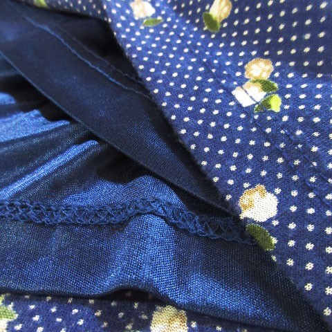 ロペピクニック Rope Picnic ワンピース ミニ Vネック 半袖 リボン ドット 花柄 総柄 38 青 ブルー Ah12 レディース 198 ベクトルパーク