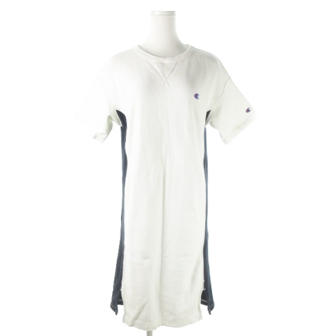 チャンピオン Champion ワンピース スウェット ひざ丈 半袖 配色 ロゴ M 白 ホワイト Ao6 レディース 198 ベクトルパーク