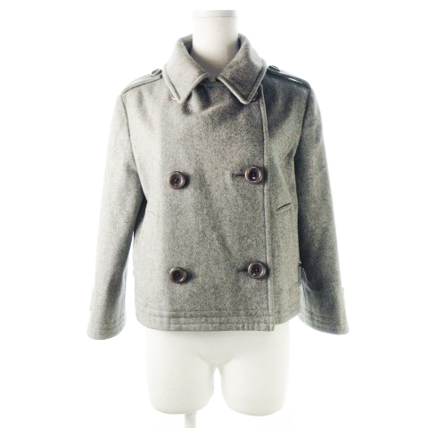 ハリス Harriss Pコート ピーコート 七分袖 ショート丈 ウール アンゴラ混 カシミア混 38 グレー Ck11 レディース 198 ベクトルパーク