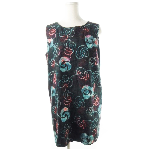 ウィーバー Weaver ワンピース ミニ ノースリーブ 刺繍 起毛 花柄 M  