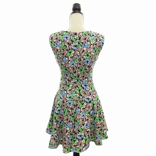 リリーブラウン Lily Brown ワンピース フレア ミニ ノースリーブ Vネック 花柄 0 マルチカラー Hh レディース 0 ベクトルパーク