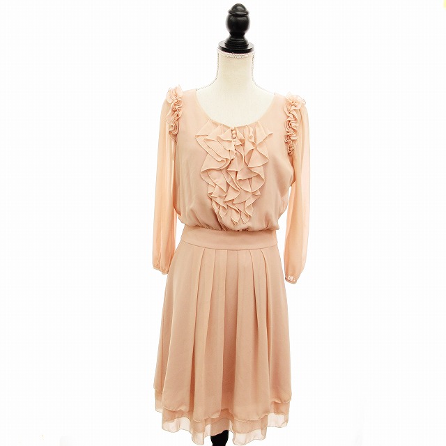 フラジール Fragile ワンピース フォーマル フレア ミモレ ロング 七分袖 フリル 38 ピンク Mm レディース 0 ベクトルパーク