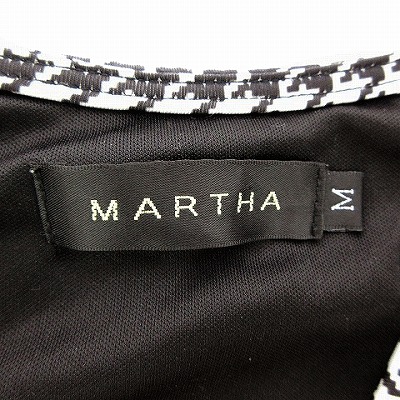 マーサ Martha ワンピース ひざ丈 長袖 Vネック 千鳥格子 M 黒 白 Mm レディース 0 ベクトルパーク