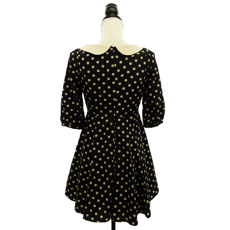 ダズリン Dazzlin ワンピース ミニ 七分袖 水玉 ドット ラウンドカラー S 黒 ブラック Kk レディース 0 ベクトルパーク