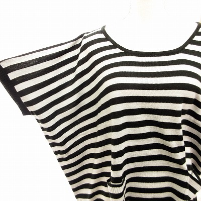 Sweet Rouge スウィートルージュ Sweet Rouge ニット カットソー 半袖 ドルマンスリーブ ボーダー M 黒 チャコール Mm レディース 0 ベクトルパーク