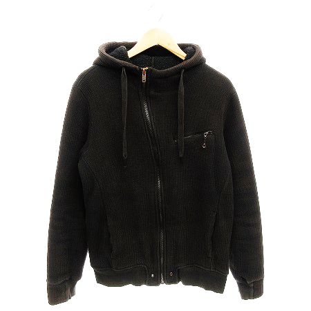 DIESEL　パーカー　内ボア　ブラック　M DIESEL ディーゼル ワッフル生地 ジップパーカー 裏地ボア ブラックM