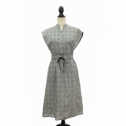 ビームス Beams ワンピース シャツ フレンチスリーブ ミモレ ロング チェック M 黒 白 Hm レディース 200 901912200059 ベクトルパーク