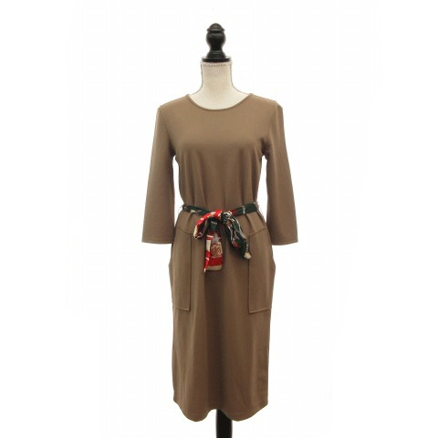 ザラ ベーシック Zara Basic ワンピース タイト ミモレ ロング 七分袖 S ベージュ Hm レディース 0 ベクトルパーク