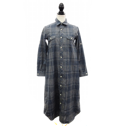 ビームスボーイ Beams Boy ワンピース シャツ マキシ ロング 長袖 チェック 青 グレー Mm レディース 0 ベクトルパーク