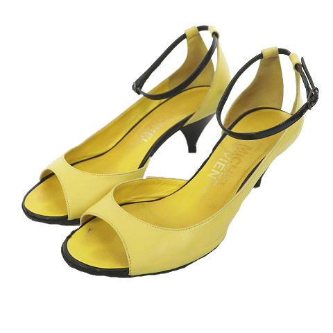 ミッシェル ヴィヴィアン Michel Vivien サンダル オープントゥ ミドルヒール レザー ストラップ 351 2 黄色 イエロー Tm レディース 1 ベクトルパーク