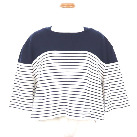 クロエ CHLOE カットソー ニット クルーネック 七分袖 切替 ボーダー