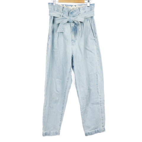 franche lippee デニム テーパード リボン M 水色.2463