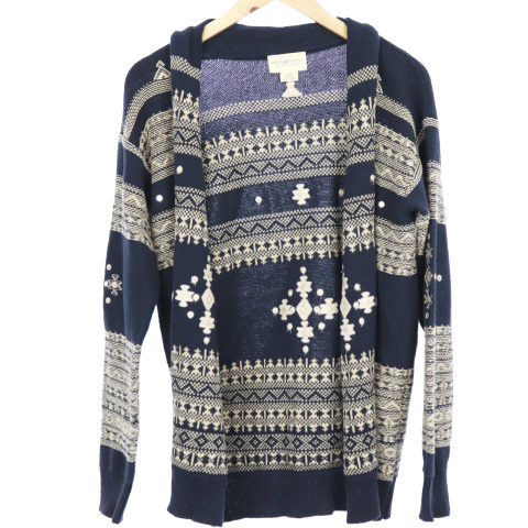 デニム サプライ ラルフローレン Denim Supply Ralph Lauren カーディガン ニット ショールカラー 長袖 ネイティブ柄 コットン M 紺 ネイビー 白 ホワイト M2o メンズ 1 ベクトルパーク