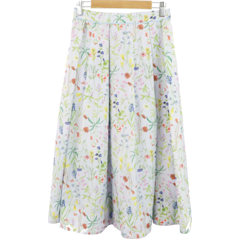 ザヴァージニア The Virgnia スカート フレア ロング ミモレ タック ボタニカル 花柄 38 青 ブルー Tm レディース 1 ベクトルパーク