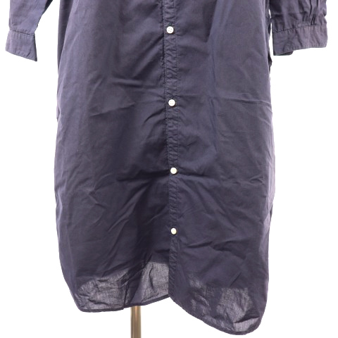 ノーコントロールエアー No Control Air ワンピース シャツ ひざ丈 ステンカラー 七分袖 オーバーサイズ 紺 ネイビー Tm レディース 1 ベクトルパーク