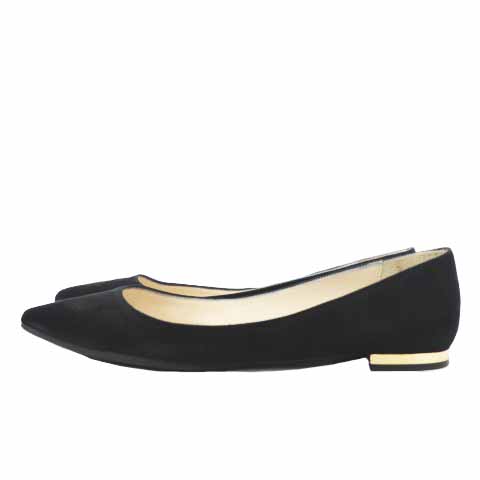 バルダン baldan シューズ フラット ポインテッドトゥ スエード 38 黒