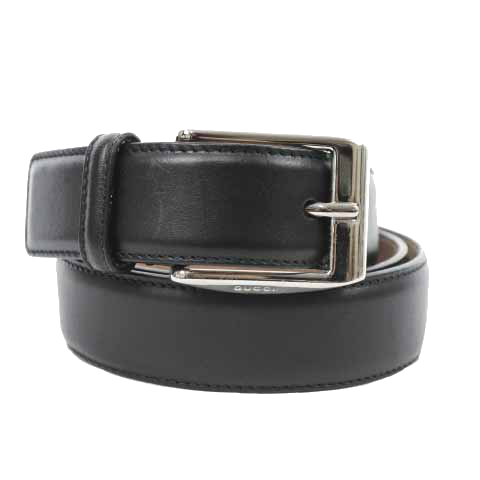 GUCCI ブラックレザー ベルト 90/36 グッチ GUCCI ベルト ピンバックル スクエア レザー 90 36 黒