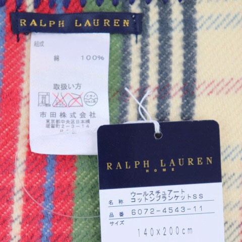 未使用品 ラルフローレン Ralph Lauren ブランケット ひざ掛け 大判 ワンポイント ロゴ チェック 140 0 アイボリー Tm メンズ レディース 1 ベクトルパーク